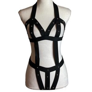 Black One Piece Strappy Teddy Lingerie 
NEW never worn.